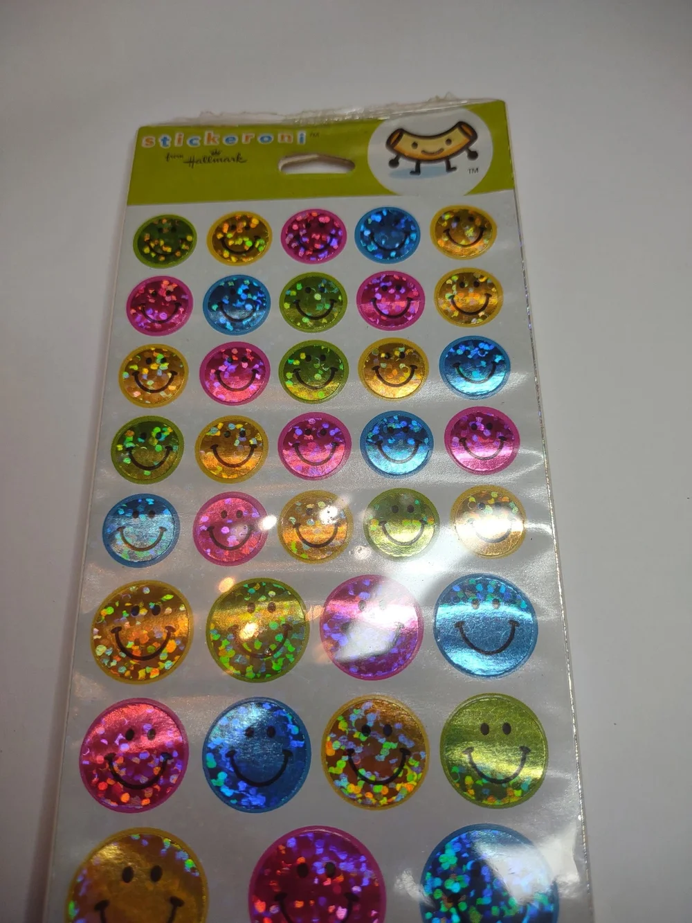 Holographic Smile Face Stickers Hallmark Stickeroni Vintage